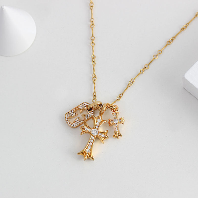 Crystal Cross Charm Necklace