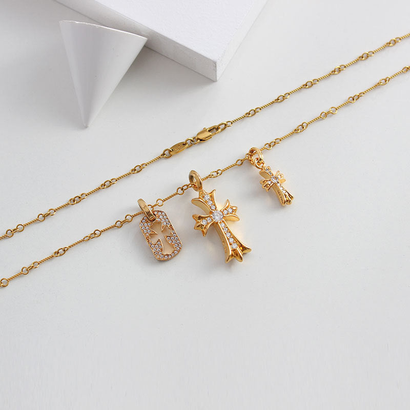 Crystal Cross Charm Necklace