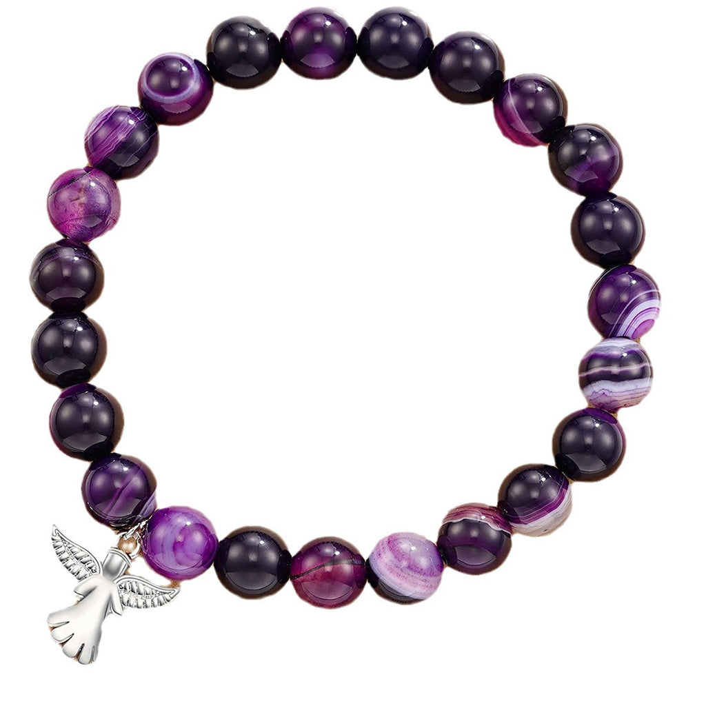 Pink Zebra Purple Stripe Agate Bracelet
