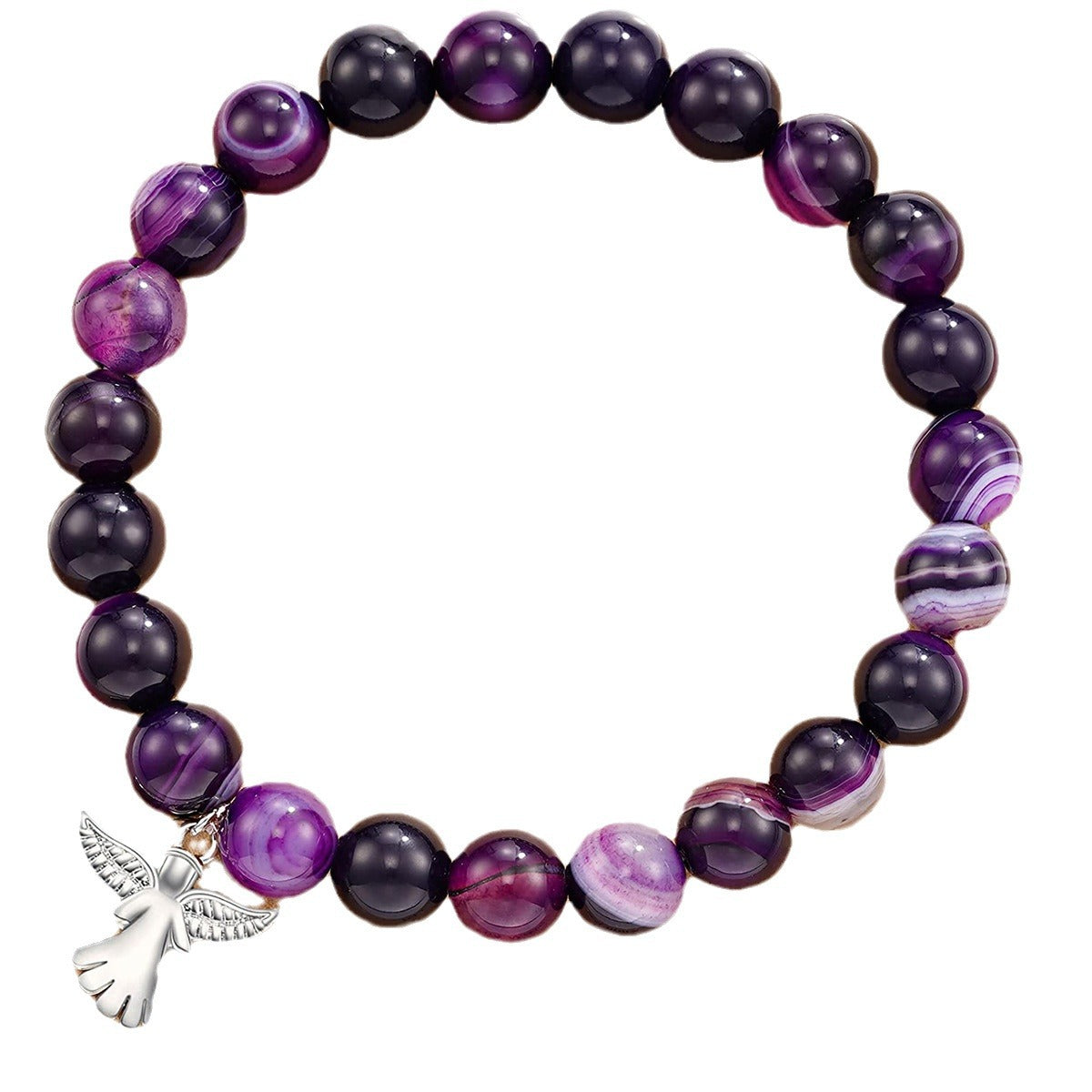 Pink Zebra Purple Stripe Agate Bracelet