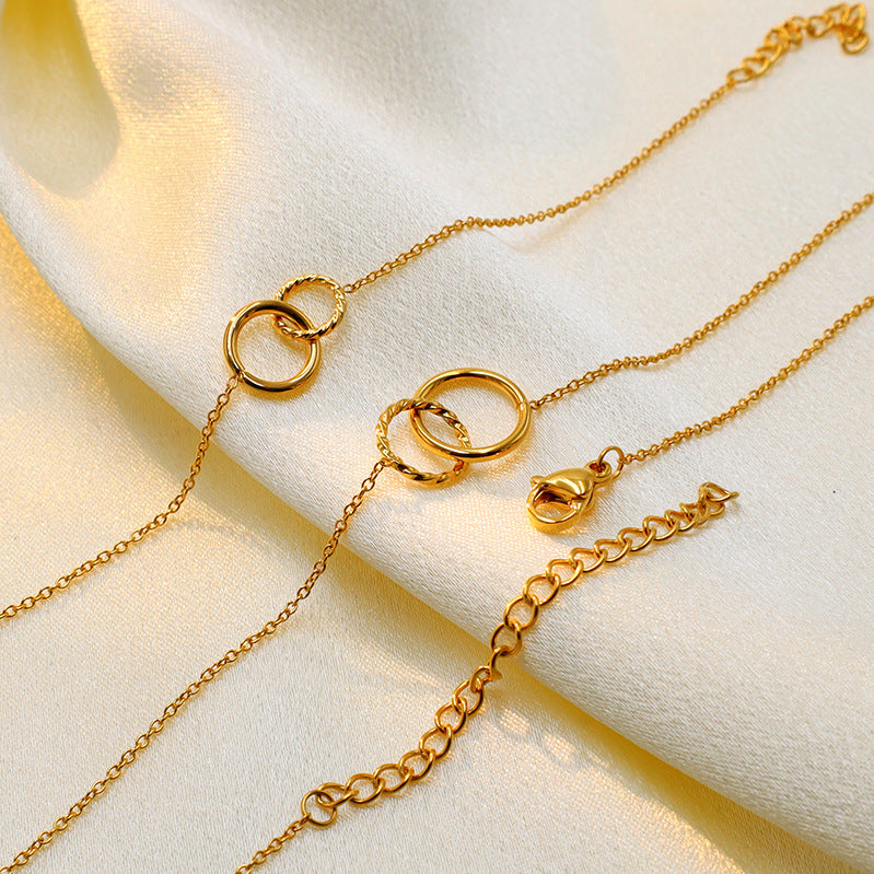Double Circle Pendant Necklace for Women